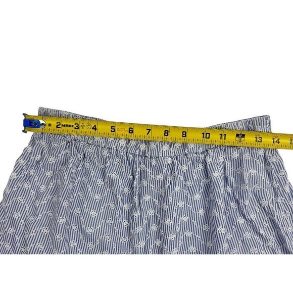 Japna Lounge Eyelet Oxford Blue Stripe PJ Sleep Shorts Girly Dainty Twee Soft L - Picture 6 of 8
